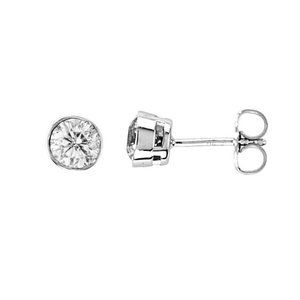 0.25 CT Diamond Bezel Stud Earrings 14K White